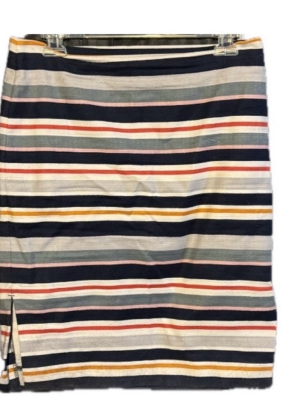LOFT Navy Multicolor Striped Pencil Skirt